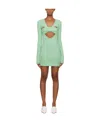 Ambush Long Sleeved Mini Dress With Cut-out Details In Green