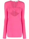 Ambush V-neck Cut-out Mini Dress In Stretch Viscose In Pink