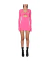 Ambush V-neck Cut-out Mini Dress In Stretch Viscose In Pink