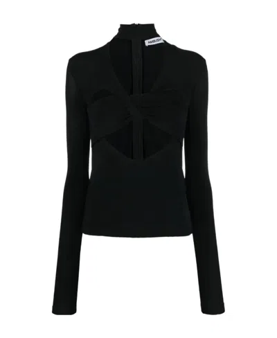 Ambush Cut-out High-neck Top In Black