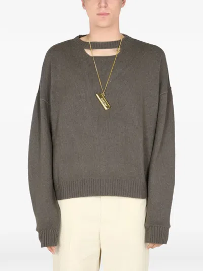 Ambush Oversized Fit Sweater With Cut-out Detail In Gray