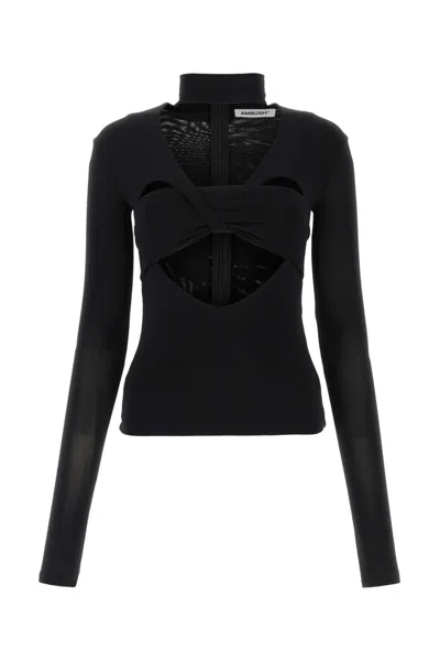 Ambush Cutout Viscose Top In Black