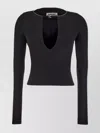 Ambush Deep V Neckline Long Sleeves Top In Brown