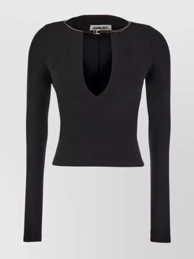 Ambush Deep V Neckline Long Sleeves Top In Brown