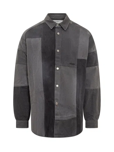 Ambush Denim Patchwork Shirt In Grey