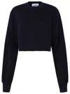 Ambush Distressed Crew Neck Cropped Sweatshirt In Navy