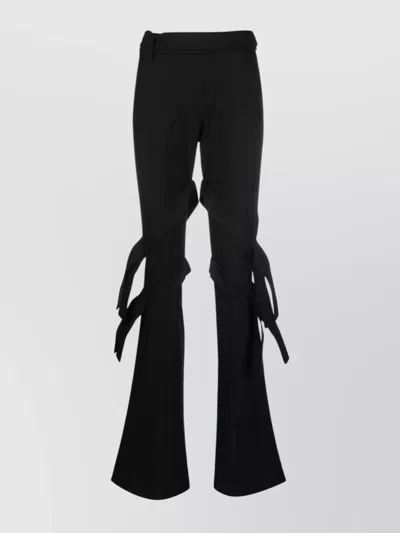 AMBUSH VIRGIN WOOL MID-RISE BELTED FLARED TROUSERS