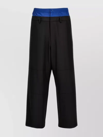 Ambush Contrast Waist Straight-leg Trousers In Black