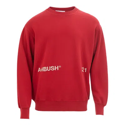 Ambush Logo-embroidered Cotton Sweatshirt In Red