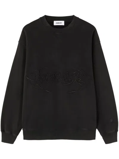 Ambush Logo-embroidered Organic Cotton Sweatshirt In Black