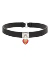 Ambush Fire Heart-padlock Leather Choker Necklace In Black