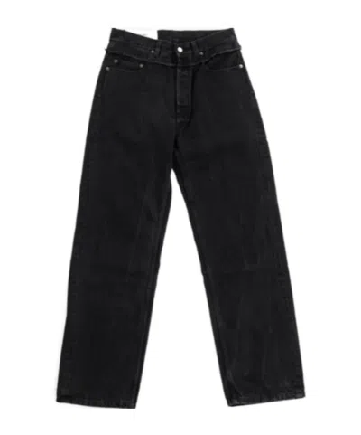 Ambush Frayed-trim Loose Jeans In Black