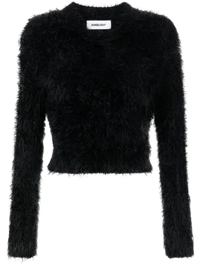 Ambush Brushed-effect Long-sleeve Jumper In Black