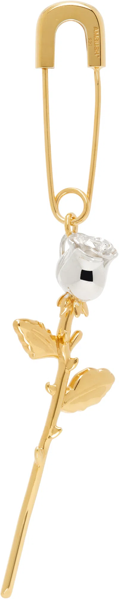 Ambush Gold & Silver Rose Charm Single Earring In 07 Gold