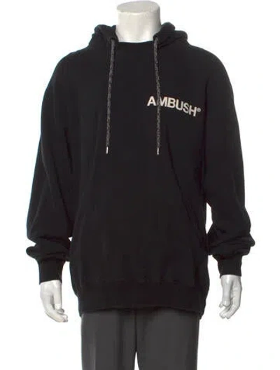 Pre-owned Ambush Graphic Print Crew Neck Hoodie In Black