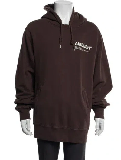 Pre-owned Ambush Graphic Print Crew Neck Hoodie In Brown