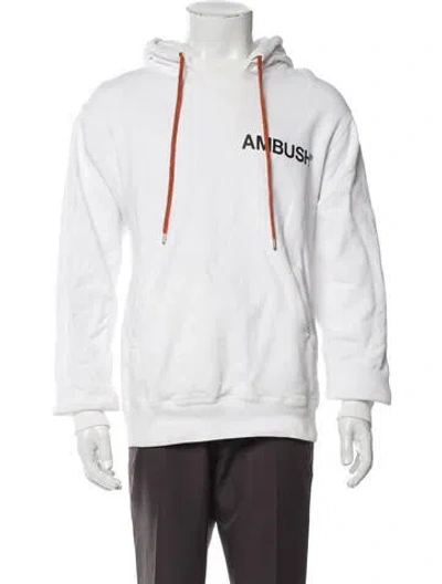 Pre-owned Ambush Graphic Print Crew Neck Hoodie In White