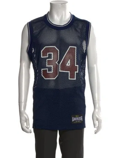 Pre-owned Ambush Graphic Print Crew Neck Jersey In Blue
