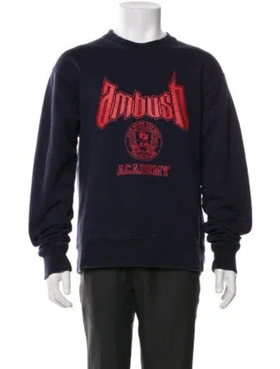 Pre-owned Ambush Graphic Print Crew Neck Sweatshirt In Blue