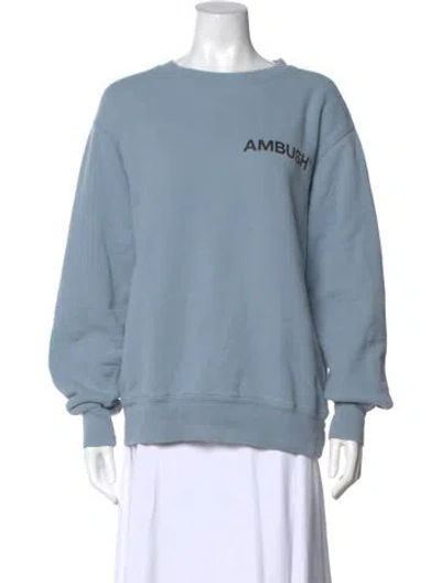 Pre-owned Ambush Graphic Print Crew Neck Sweatshirt In Blue