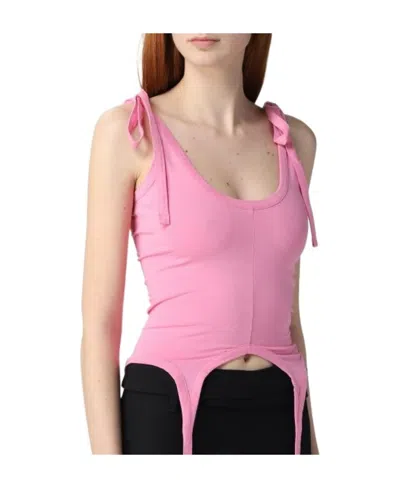 Ambush Graphic-print Draped Tank Top In Pink