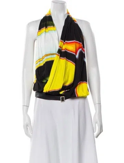 Pre-owned Ambush Graphic Print Halterneck Top W/ Tags In Yellow