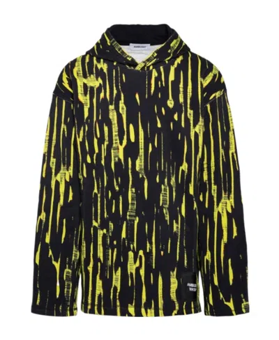 Ambush Black And Fluo Yellow Cotton Hoodie In Multi