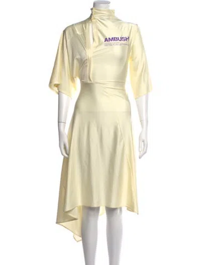 Pre-owned Ambush Graphic Print Midi Length Dress In Yellow