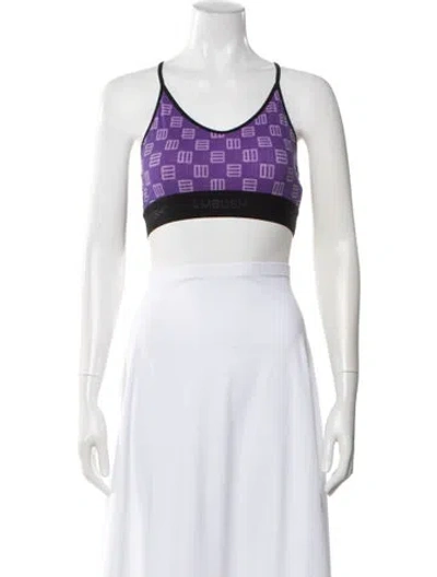 Pre-owned Ambush Graphic Print Scoop Neck Sports Bra W/ Tags In White