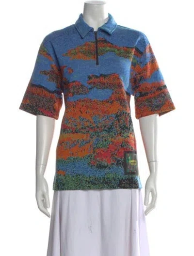 Pre-owned Ambush Graphic Print Short Sleeve Polo In Blue