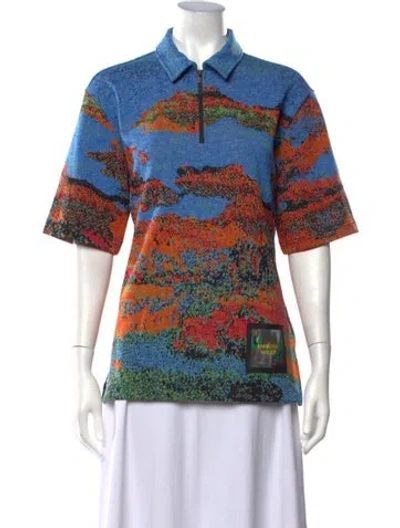 Pre-owned Ambush Graphic Print Short Sleeve Polo In Blue