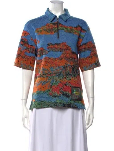 Pre-owned Ambush Graphic Print Short Sleeve Polo In Blue