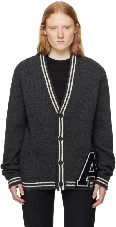 Ambush 'a' Printed Knitted Cardigan In Dark Grey
