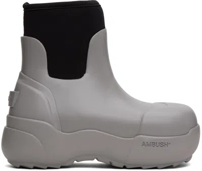 Ambush Gray & Black Square Toe Boots In Grey Black