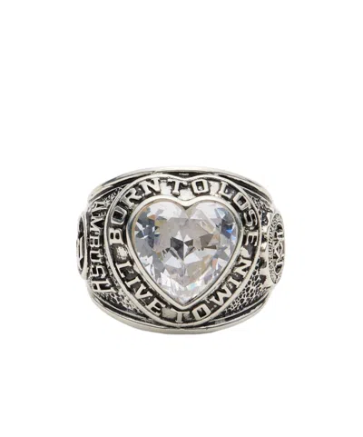 Ambush Heart Engraved Signet Ring In Gray
