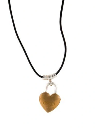 Pre-owned Ambush Heart Lock Pendant Necklace, 26" In Multicolor