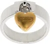 Ambush Silver Heart Padlock Ring In White