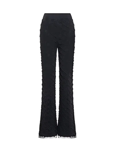 Ambush High-waisted Monogram Flared Trousers In Black