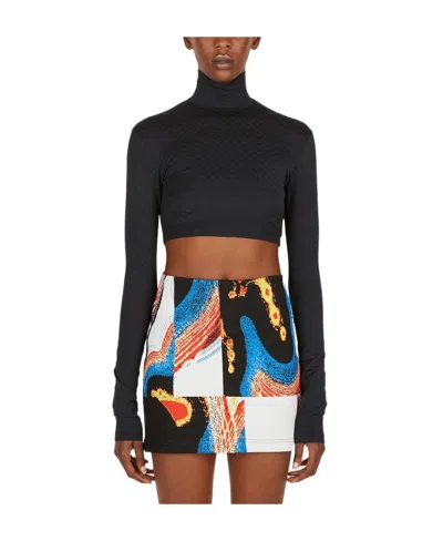 Ambush High-waisted Wide-leg Trousers In Black