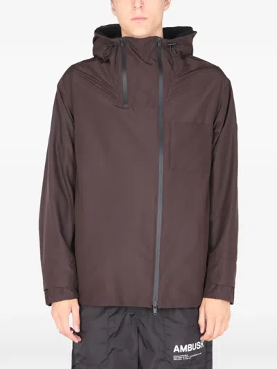 Ambush Slim Fit Sports Jacket With Drawstring Hood In Brown