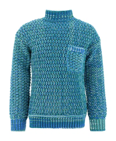 Ambush Blue & Green Cotton Turtleneck In Blithe