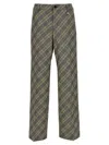 Ambush Check Print Cotton Trousers With Concealed Closure In Multicolor