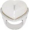 Ambush Silver Large Pearl Heart Ring In White