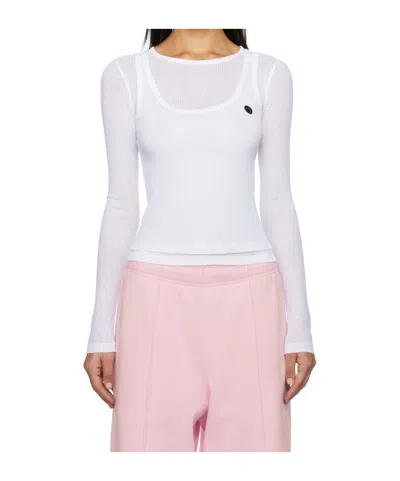 Ambush Layered Ribbed-knit Top In White