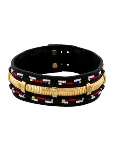 Pre-owned Ambush Leather Beaded Choker Necklace, 15"