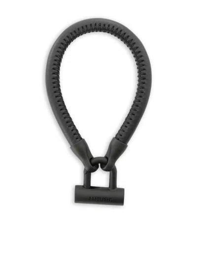 Ambush Leather Bike-lock Bracelet In Black