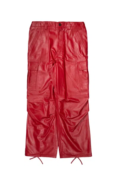 Ambush Leather Cargo Pants Red