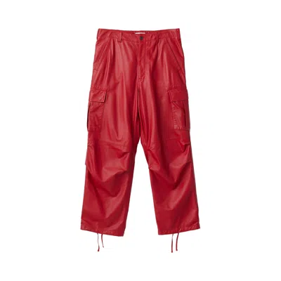 Pre-owned Ambush Leather Cargo Pants 'red' | Men's Size Xl