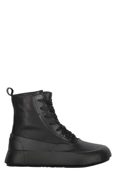 Ambush Leather Mix High-top Sneakers In Black