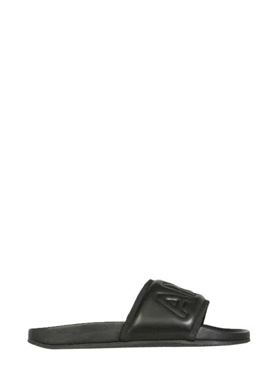 Ambush Leather Slide Sandals With 2.5 Cm Rubber Sole In Black